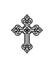 Vector illustration of a gothic cross with ornate details, suitable for editing.