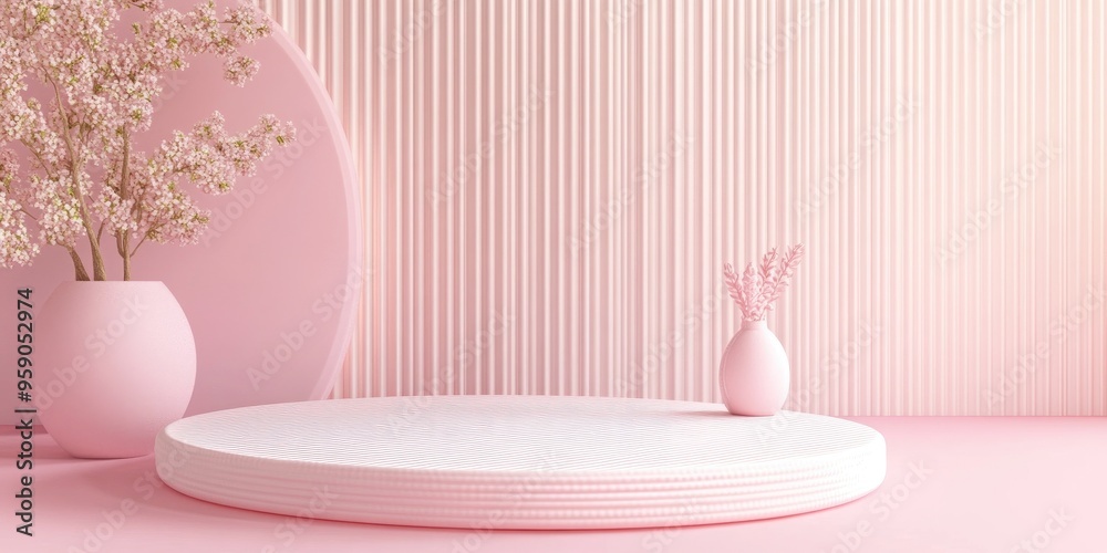 Aufkleber minimal pastel colored background designed for a cosmetic or product display podium 3d rendering