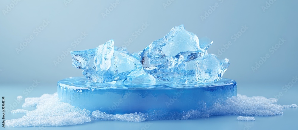 Aufkleber cracked blue ice symbol representing people carry set on a blue snow podium a social media icon for 