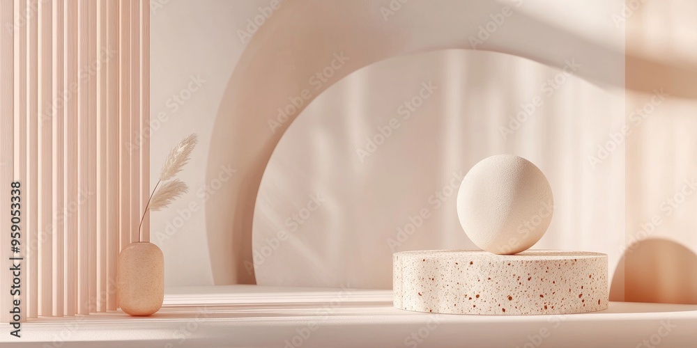 Poster Sophisticated and visually appealing abstract background featuring elements minimalistic design studio setting and pedestal 3D illustration and rendering