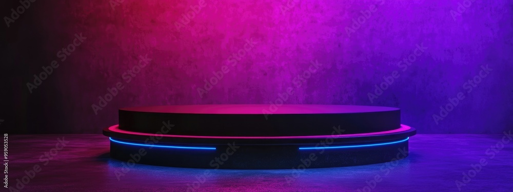 Poster black podium on a dark background realistic dark platform 3d render