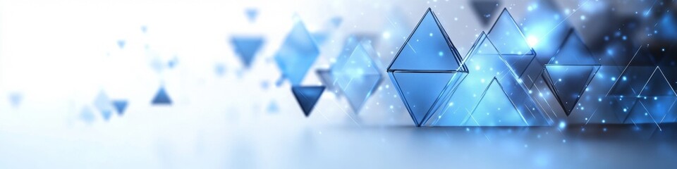Blue Triangles Abstract Background, LinkedIn cover, copy space, AI Generated