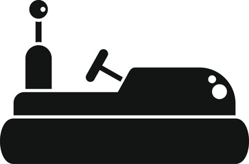 Black silhouette of a bumper car, featuring a prominent steering wheel and a tall antenna, isolated on a white background