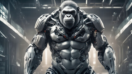 Fototapeta premium mecha robotic ape illustration