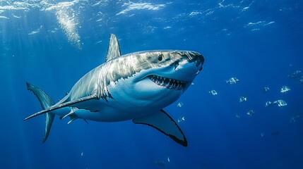 Fototapeta premium A great white shark, one of the largest predatory fish in the world.