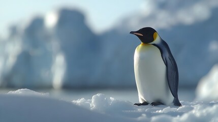 Naklejka premium Emperor Penguin, Photo Realistic, Wallpaper, Cover and Screen for Smartphone, PC, Laptop, 9:16 and 16:9 Format