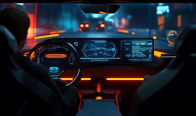 Futuristic Car Interior with Advanced Digital Display