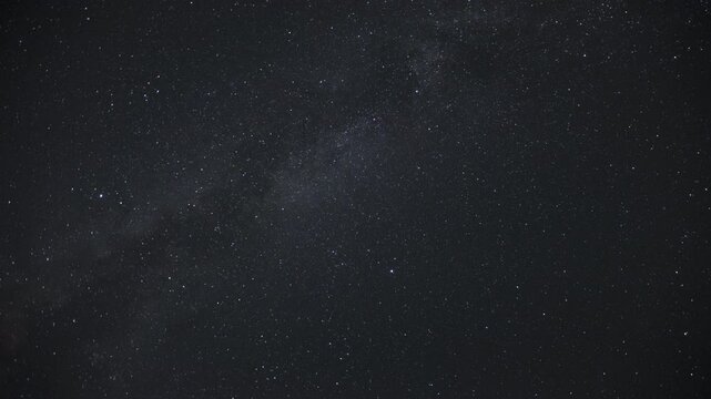 Time-lapse of the Milky Way moving across the night sky. Captures the mesmerizing motion of stars and cosmic detail in a clear, dark sky.