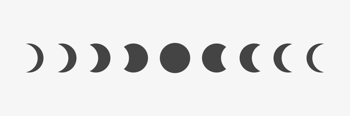 Phases of moon infographic. New, Full, Waning Crescent, First and Last Quarter moon.