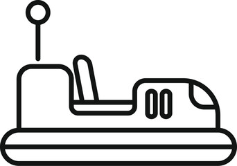 Electric bumper car in amusement park icon, thin line style