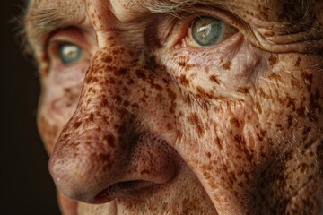 Obraz premium Elderly portrait with freckles and wrinkles