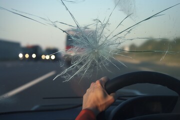 The windshield is broken