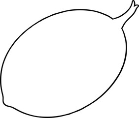 Black and White Line Drawing of a Lemon Vegetable Outline on a White Background