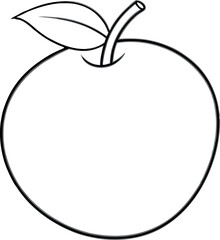Simple Outline of an Apple with Leaf and Stem for Coloring and Educational Activities