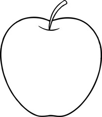 Simple Black and White Outline Drawing of an Apple for Coloring Pages or Educational Materials