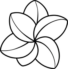 Simple Black and White Line Art of a Stylized Flower with Curved Petals for Design and Decoration