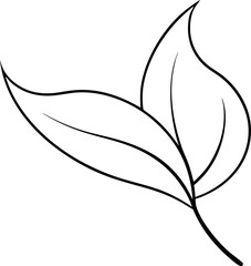 Minimalistic Line Drawing of Three Leaves on a Stem Symbolizing Nature and Simplicity