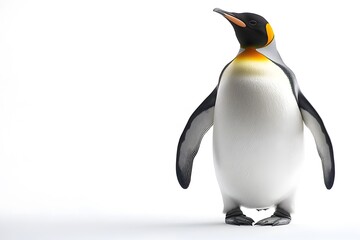 Emperor Penguin on White Background, Photo Realistic, Wallpaper, Cover and Screen for Smartphone, PC, Laptop, 9:16 and 16:9 Format