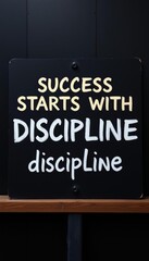 Signs on the door of a shop with the text SUCCESS START WITH Discipline, Signboard with text SUCCESS START WITH DISCIPLINE, 