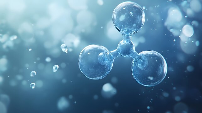 Oxygen Molecule: A pair of oxygen atoms forming an O2 molecule, connected by a double bond, floating in a blue-tinted space with a sense of movement. 
