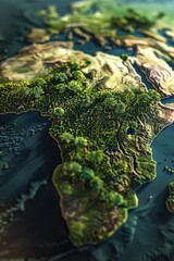 Detailed view of a world map showing countries and continents © Fotograf
