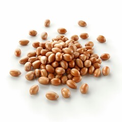 Peanut seeds, food element, detailed 3D render, fresh brown, isolated on white background