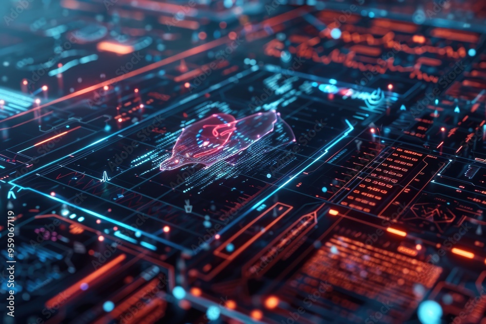 Aufkleber close-up of a circuit board featuring a heart-shaped component
