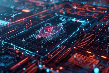 Obraz premium Close-up of a circuit board featuring a heart-shaped component