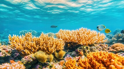 Vibrant coral reef with tropical fish