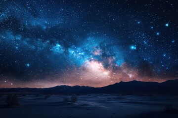 Fototapeta premium Milky Way over desert landscape.