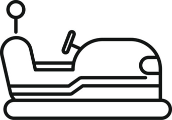 Simple line icon of a bumper car, evoking funfair attractions and childhood memories