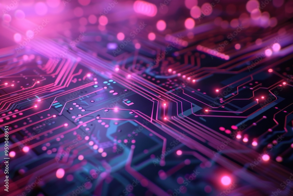 Poster A detailed view of a computer circuit board with various components and wires