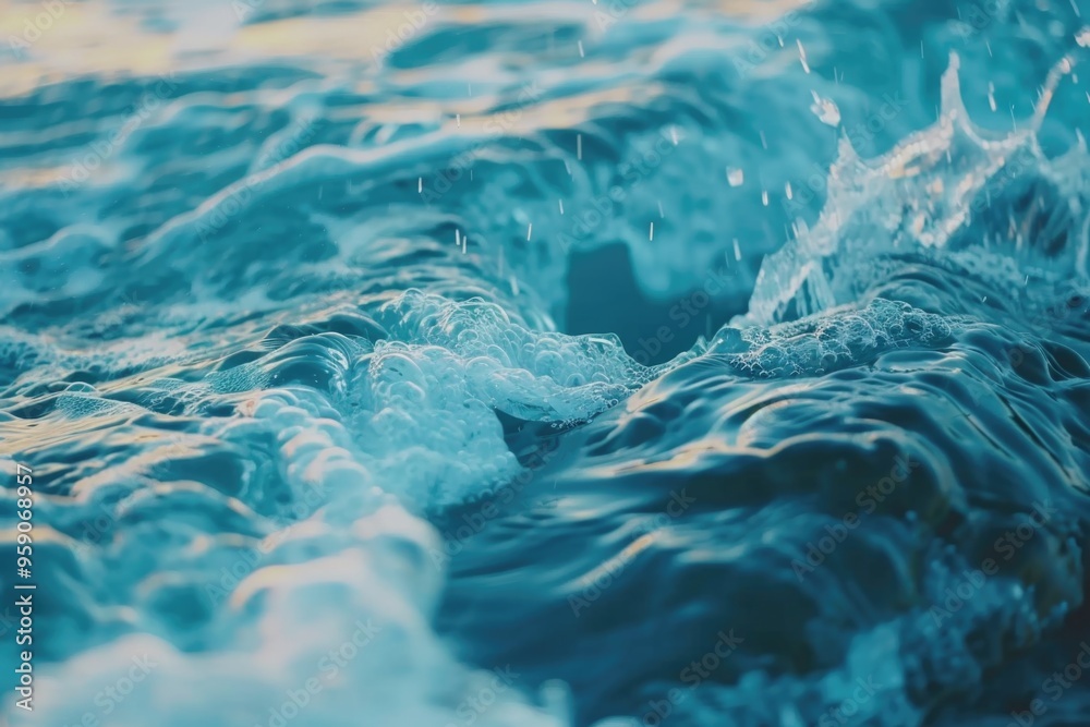 Poster a close-up shot of a wave crashing on the ocean surface