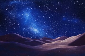 Fototapeta premium Starry sky over rolling hills.