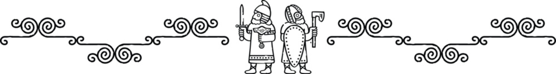 Seamless Viking Spiral Border Graphic - Norse Warriors