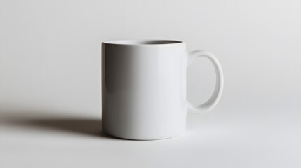 Fototapeta premium Simple Ceramic Mug: A single, unadorned ceramic coffee mug, centered on a white background, with a slight shadow for depth. 