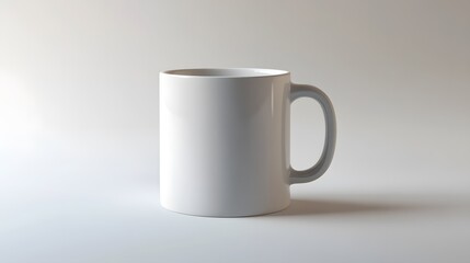 Fototapeta premium Simple Ceramic Mug: A single, unadorned ceramic coffee mug, centered on a white background, with a slight shadow for depth. 