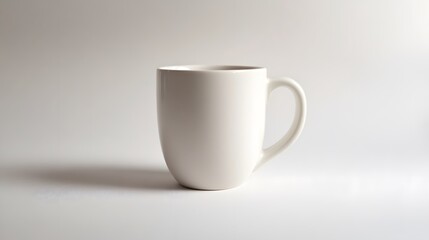 Simple Ceramic Mug: A single, unadorned ceramic coffee mug, centered on a white background, with a slight shadow for depth.

