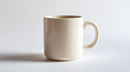 Fototapeta premium Simple Ceramic Mug: A single, unadorned ceramic coffee mug, centered on a white background, with a slight shadow for depth. 