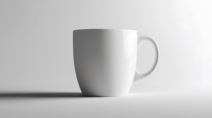 Obraz premium Simple Ceramic Mug: A single, unadorned ceramic coffee mug, centered on a white background, with a slight shadow for depth. 