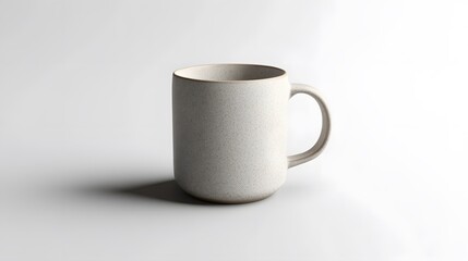 Fototapeta premium Simple Ceramic Mug: A single, unadorned ceramic coffee mug, centered on a white background, with a slight shadow for depth. 