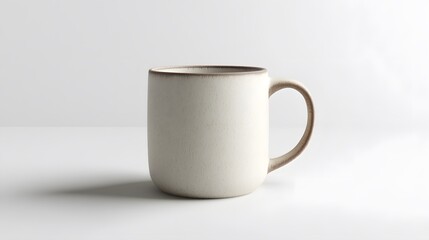 Fototapeta premium Simple Ceramic Mug: A single, unadorned ceramic coffee mug, centered on a white background, with a slight shadow for depth. 