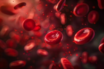 Microscopic View of Red Blood Cells in Motion – Detailed Visual