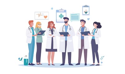 A Group of Doctors Discussing Medical Information with Clipboards