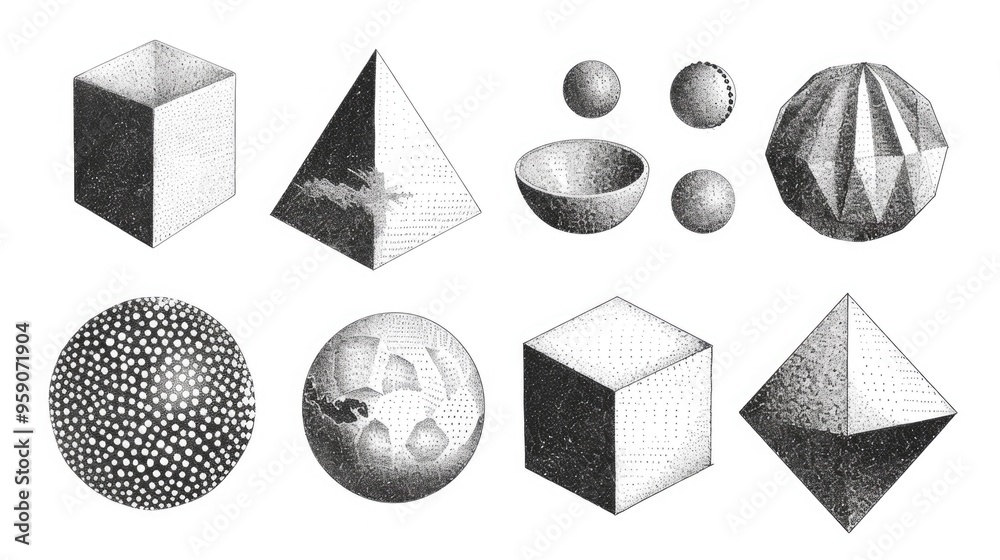 Poster a collection of diverse shapes with varying sizes and proportions