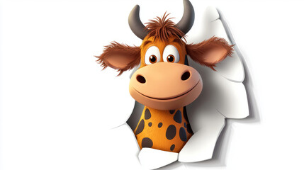 Obraz premium cartoon bull on a white background