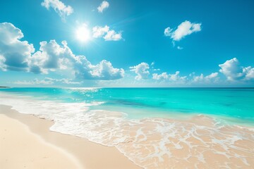 Obraz premium Sunny Beach with Turquoise Waters and Blue Sky