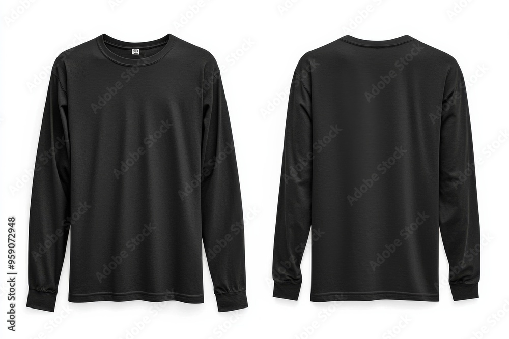 Wall mural Black long sleeve tshirt mockup isolated created with Generative AI