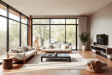 apandi Living Room with Floor-to-Ceiling Windows
