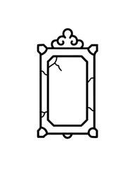 Editable stroke vector of an antique mirror with a crack.